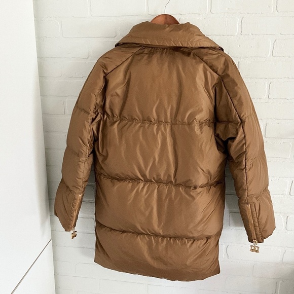 DSQUARED Down Women’s Parks Jacket Puffer Tan Gold Bronze Luxury S Oversized - Picture 14 of 16
